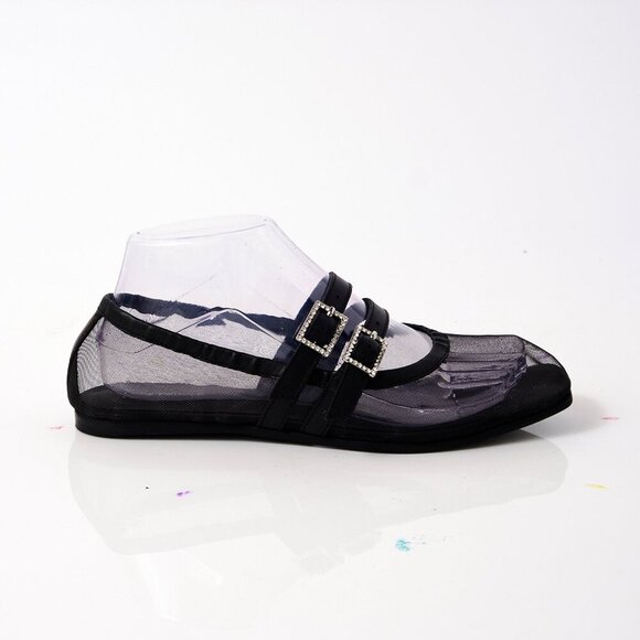 FREE PEOPLE Sheer Crystal Gemini Flats / Black - Picture 7 of 11